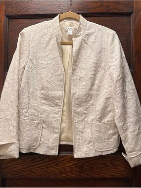 RAFAEL Cream Quilted Open-Front Blazer